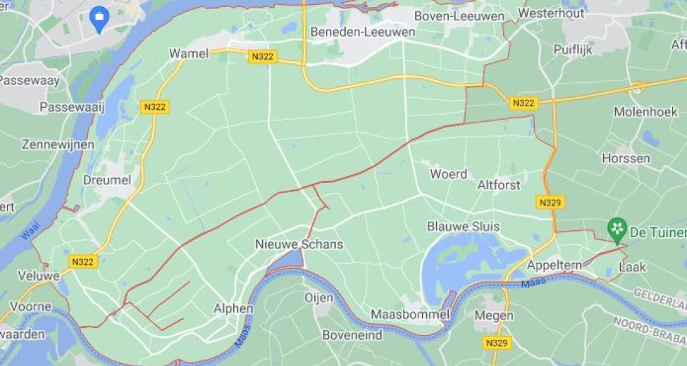 afbeelding landkaart West Maas en Waal 