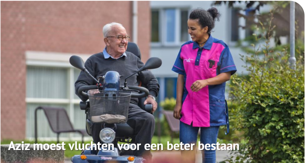 afbeelding vrouw naast man in rolstoel